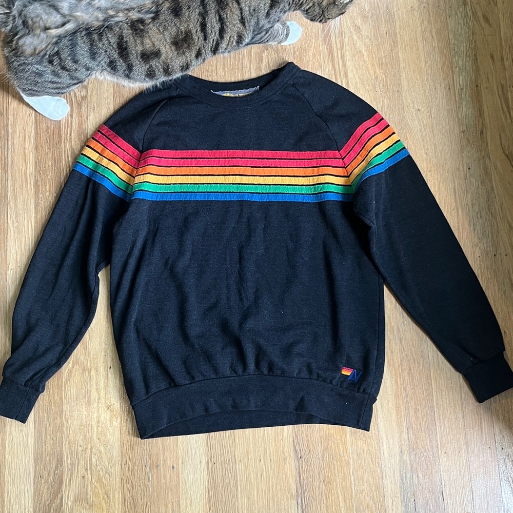 Aviator Nation RARE black rainbow sweatshirt, size L (open to trade!)